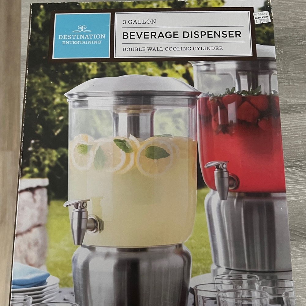 3 gallon Beverage Dispenser with Stainless Steel Base and Lid